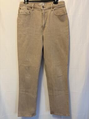Abercrombie & Fitch 90's Straight Ultra High Rise Jeans Beige Sz 31